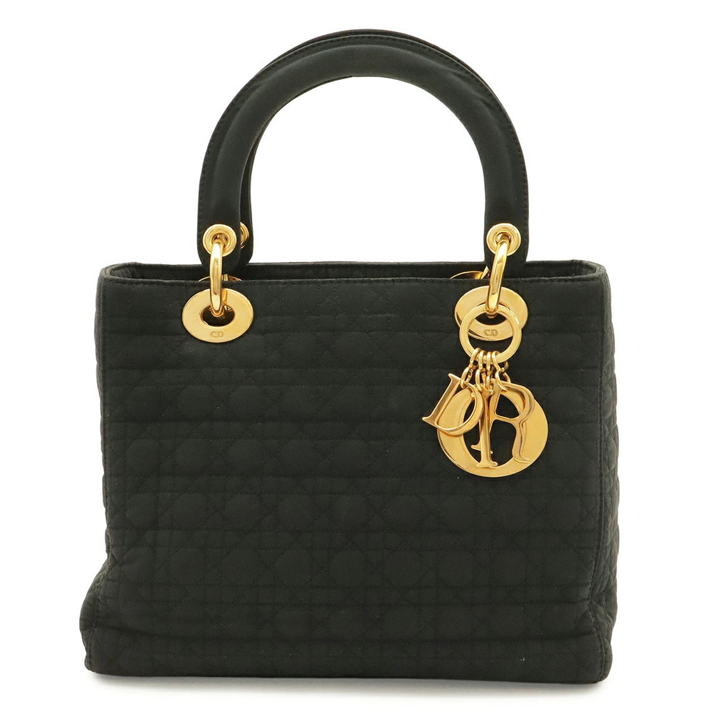 Christian Dior Cannage Tote Bag Leather Black